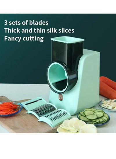 Electric Vegetable Slicer with 3 Interchangeable Blades